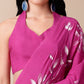 Elegant Stylera blissful brush pink silk saree with floral prints and stylish halter neck design