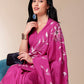 Stylera blissful brush pink silk saree with floral print, perfect for elegant occasions