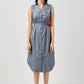 Stylera blue button down midi dress with sleeveless design and front buttons
