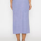 Stylera blue button front midi skirt shown from back in lightweight fabric