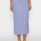 Stylera blue button front midi skirt with a fitted waist and side button details