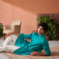 Stylish blue Jodhpuri kurta for men showcased in a modern setting with a relaxed pose