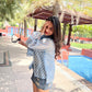 Stylish blue lehriya print shirt for women, perfect for casual outings with a vibrant summer look