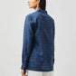 Stylera long sleeve cotton shirt for women in dark blue with subtle pattern and buttoned cuffs