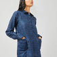 Stylera long sleeve cotton shirt for women in blue with front pockets and button closure