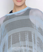 Lightweight blue netted top for women, perfect for layering over swimwear or activewear