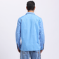 Back view of Stylera blue stripe casual shirt with long sleeves and lightweight fabric