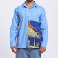 Stylera blue stripe casual shirt with a unique graphic print and long sleeves for a stylish look