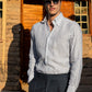 The Monaco Linen Striped Shirt in Amalfi Blue