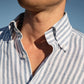 The Monaco Linen Striped Shirt in Amalfi Blue