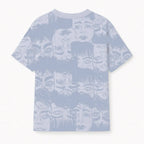 Static Jungle Round Neck Printed Blue T-Shirt FLYAF