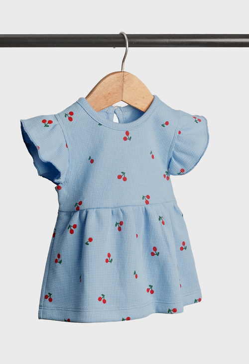 Blue Cherry Flutter Dress Born Plus