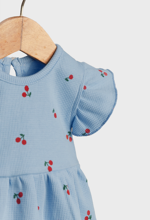 Blue Cherry Flutter Dress Born Plus