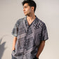 Stylish boho bandana silk shirt for men in black and gray with a relaxed fit