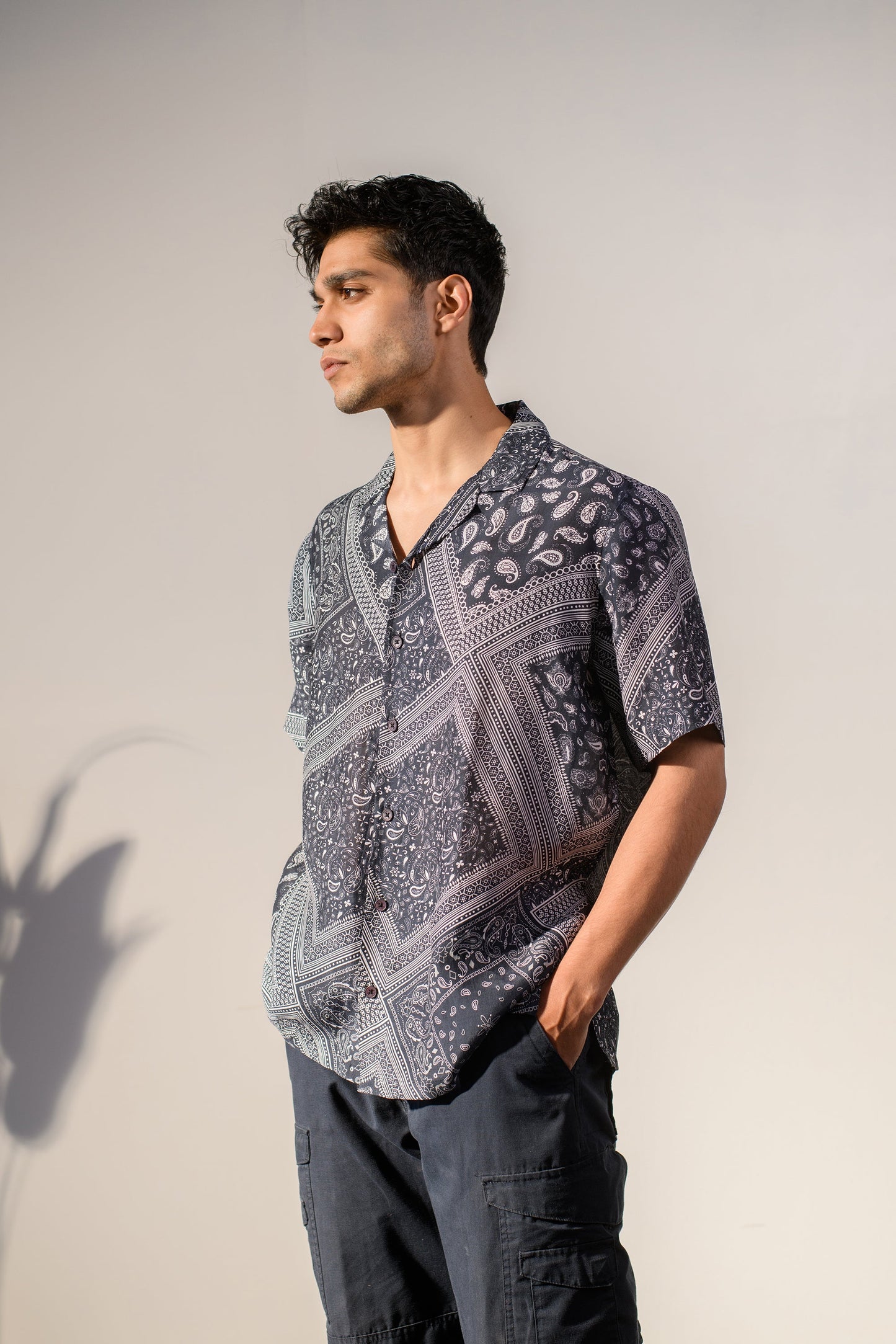 Stylish Stylera boho bandana silk shirt for men with intricate patterns and relaxed fit