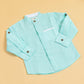Long sleeve mint green shirt for boys featuring a stylish checkered pattern and button details