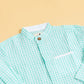 Stylera long sleeve mint green shirt for boys with a checkered pattern and rounded collar