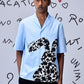Light blue relax fit shirt for men by Stylera with black and white graphic design