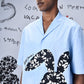 Stylera light blue relax fit shirt for men with black and white graphic print