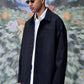 Stylera oversized shacket for men in black with button closure and relaxed fit