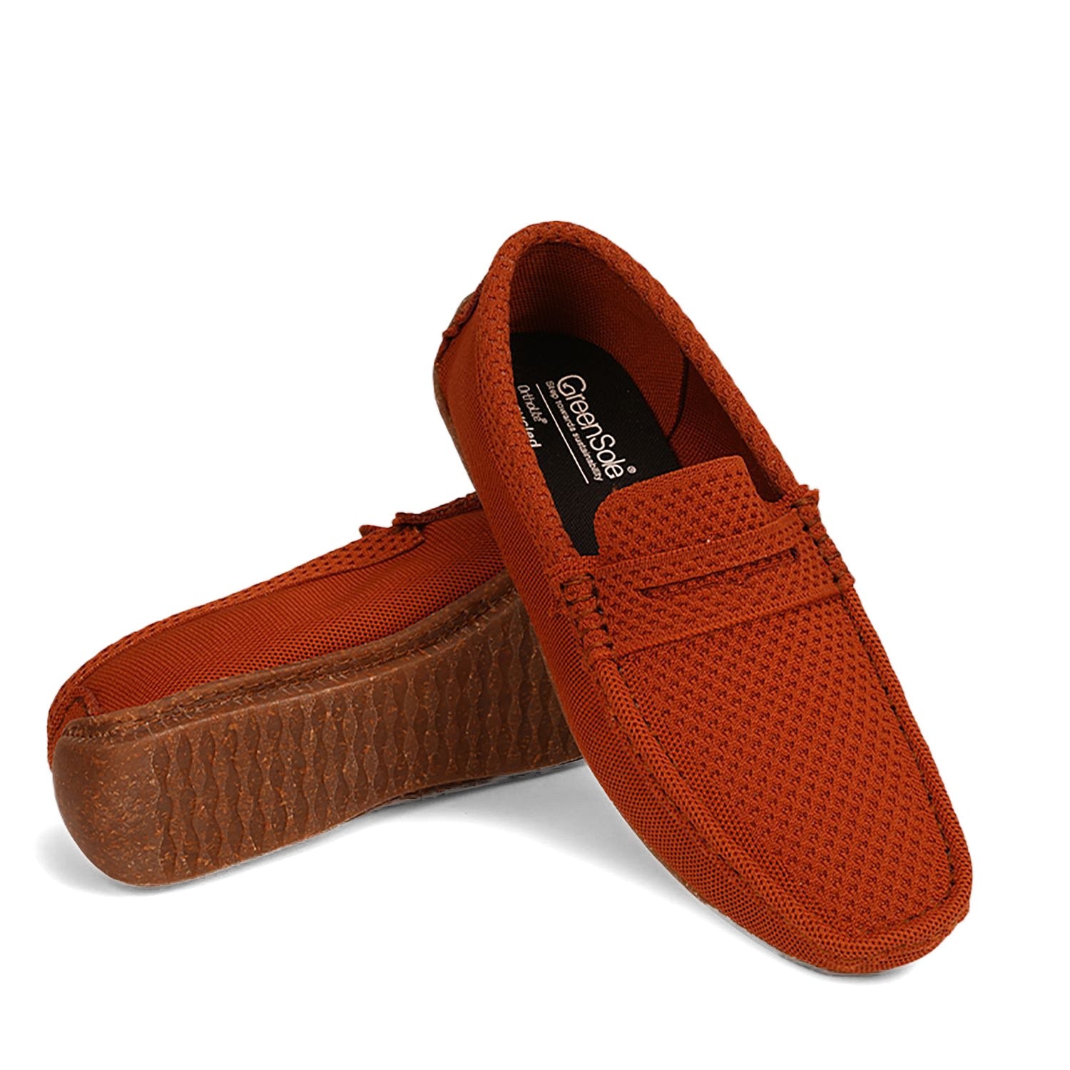 Brown casual loafers men's shoes from Stylera with a breathable mesh design for comfort