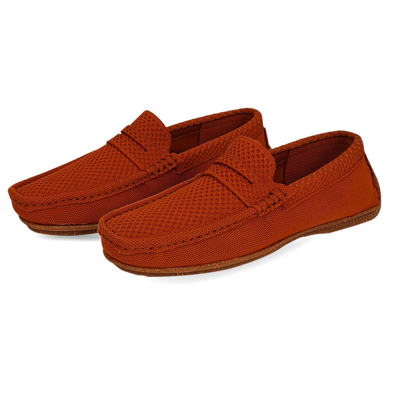 Eco-friendly brown casual loafers men's shoes with breathable mesh design for comfortable wear