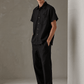 Men’s Black Linen Co-ords set Breathable & Stylish Two-Piece Outfit - Adam Spirit