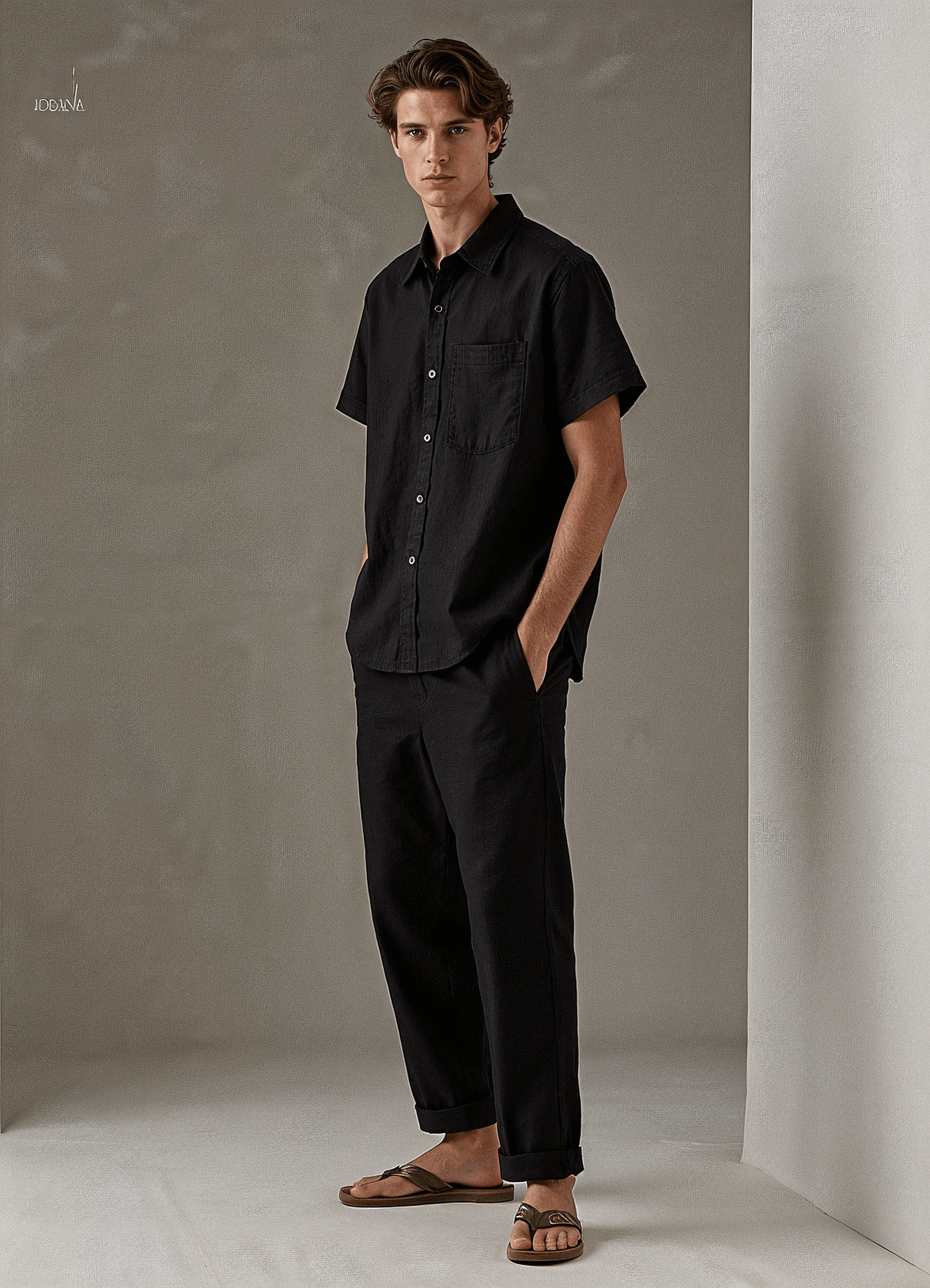 Men’s Black Linen Co-ords set Breathable & Stylish Two-Piece Outfit - Adam Spirit