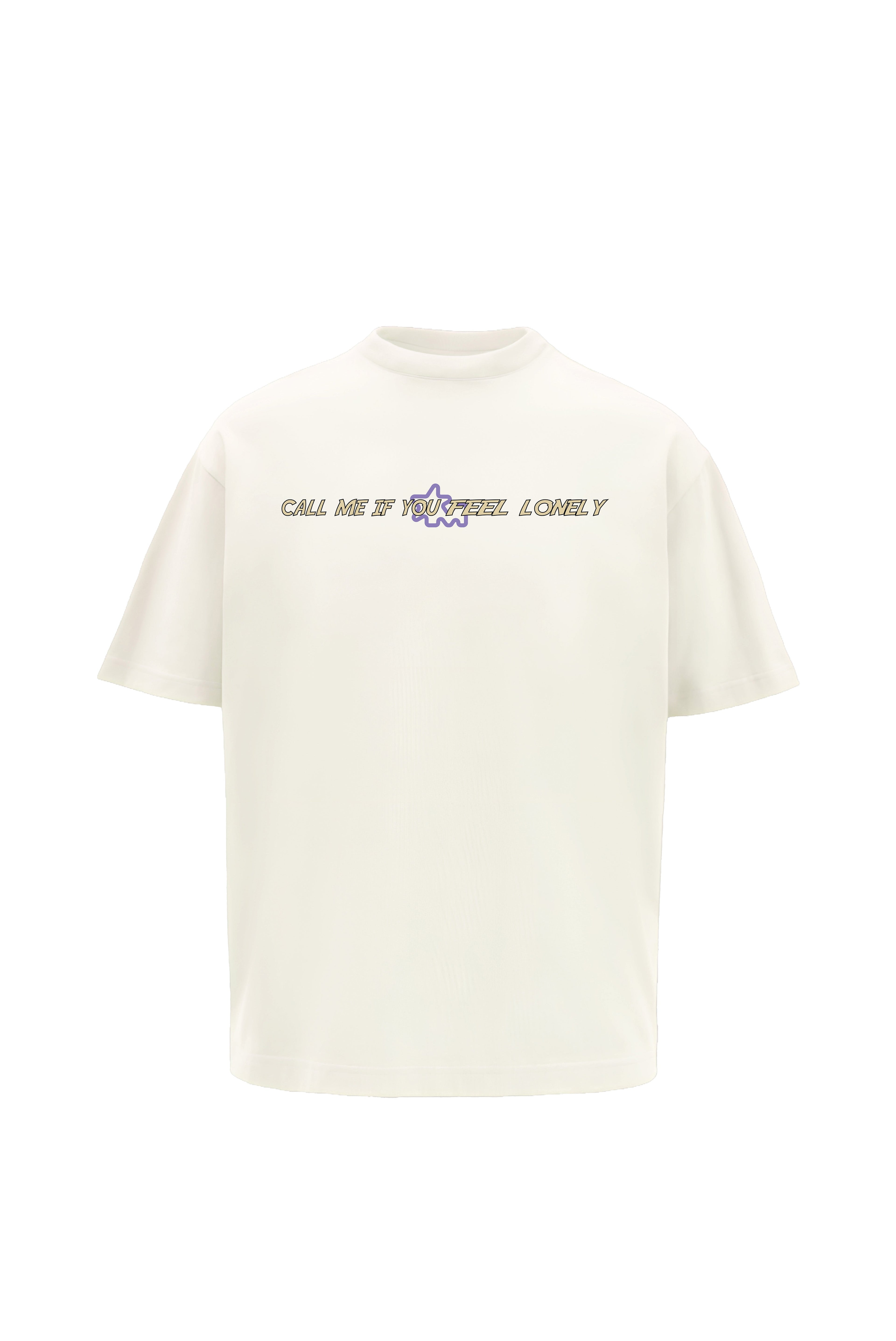 Call Me Printed Cream Oversized T-Shirt Main Character