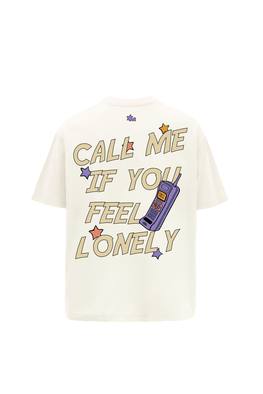 Call Me Printed Cream Oversized T-Shirt Main Character