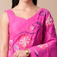 Calm Canvas floral saree in vibrant pink with floral designs, perfect for festive occasions