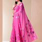 Stylera Calm Canvas floral saree in vibrant pink with exquisite floral designs