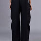 Back view of Stylera casual black trousers for women with elastic waistband wide leg and side pocket