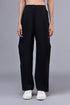Stylera casual black trousers for women wide leg high waist button closure and side pockets