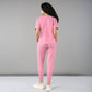Back view of women in casual pink lounge wear for women featuring comfortable fit and soft fabric