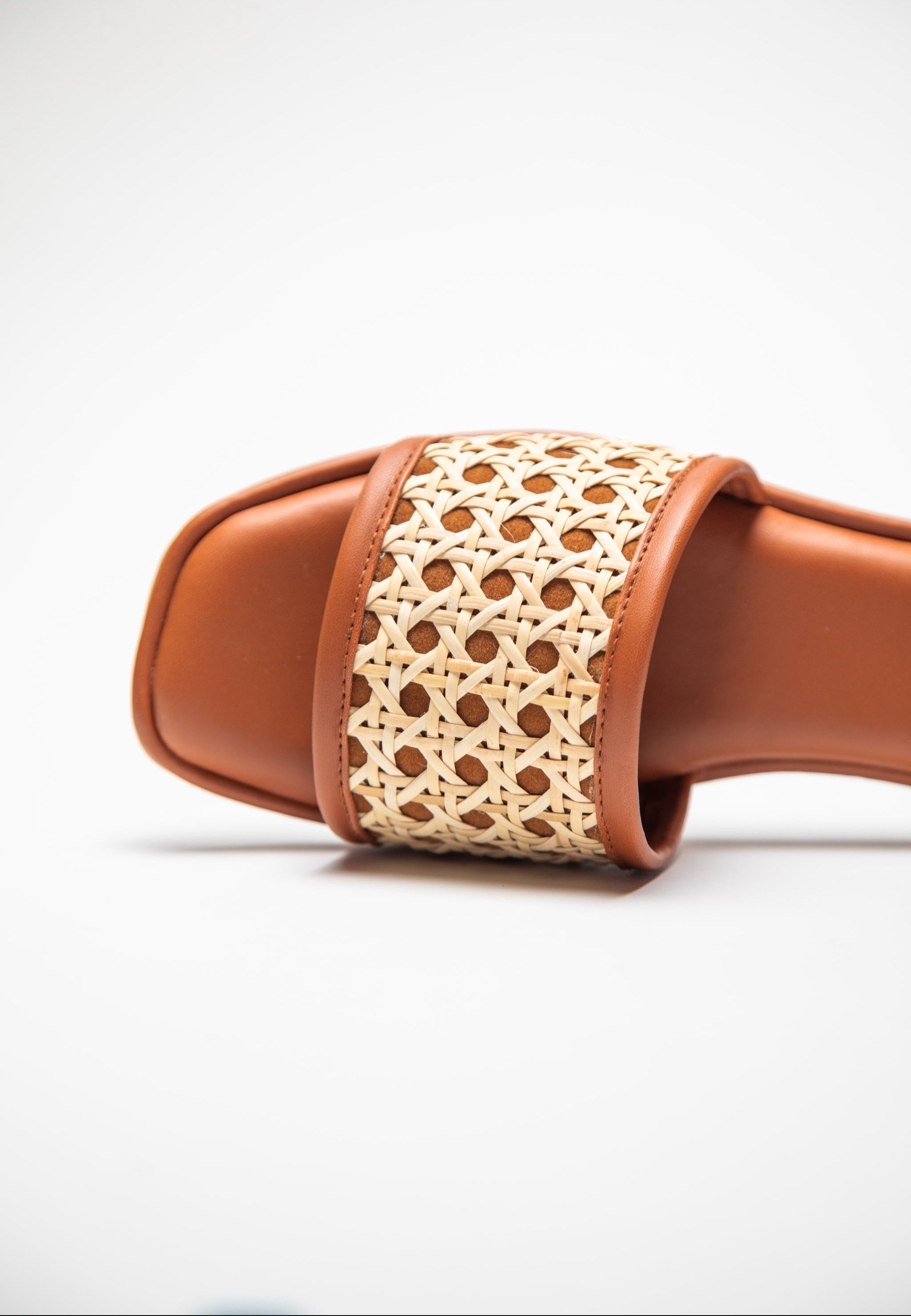 Stylera brown slide with woven strap comfortable casual sandals
