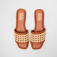 Stylera comfortable casual sandals with brown sole and woven beige strap design