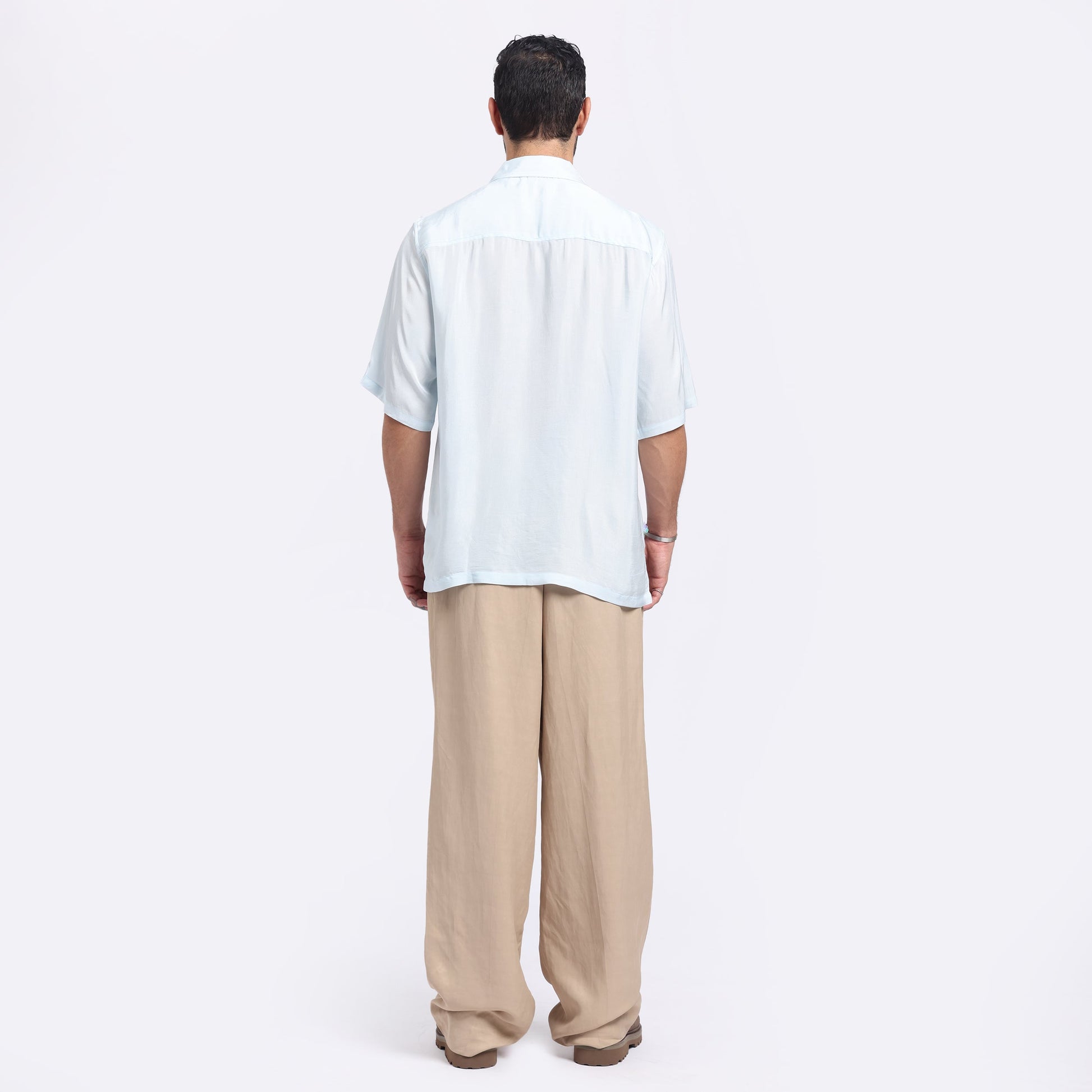 Back view of Stylera casual short sleeve shirts for men, showcasing light fabric and relaxed fit