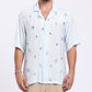 Light blue Stylera casual short sleeve shirts for men with colorful floral embroidery
