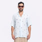 Stylera casual short sleeve shirts for men in light blue with floral embellishments for a stylish summer look