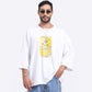 Stylera casual streetwear t-shirt in white featuring a Yebisu beer graphic design