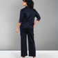 Back view of a casual women's matching set navy with stylish design and comfortable fit