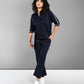 Casual women's matching set navy with stylish top and pants for a chic look