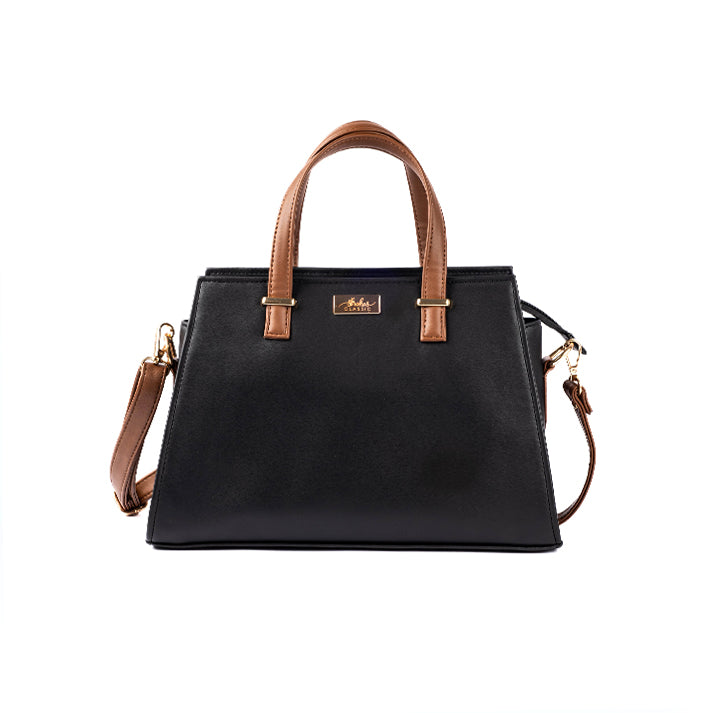 Stylish charcoal caramel handbag by Stylera with a sleek design and adjustable shoulder strap