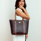 Stylish charcoal caramel tote bag with sturdy straps and sleek design for everyday use