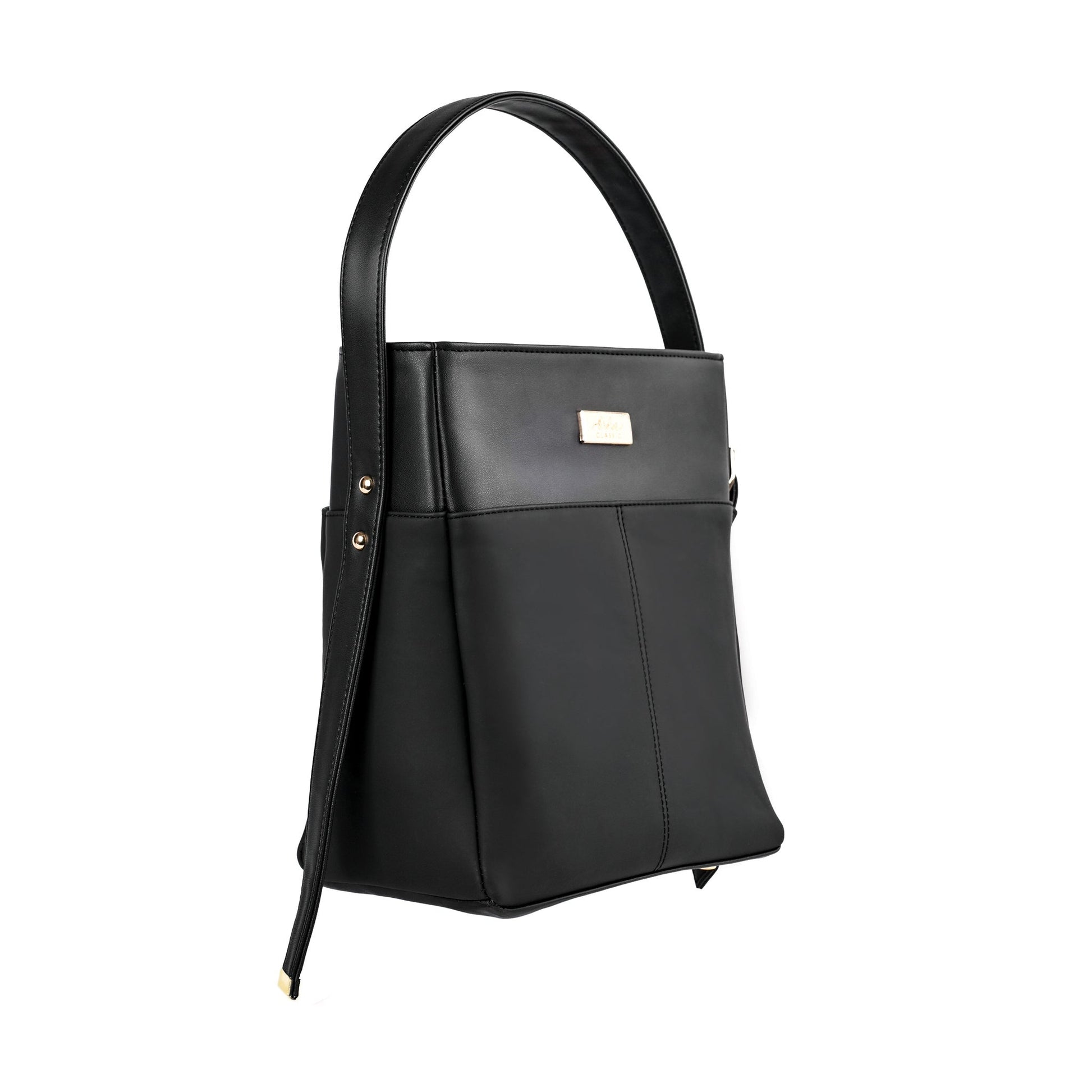 Charcoal chic bucket bag by Stylera  with sleek design and adjustable strap