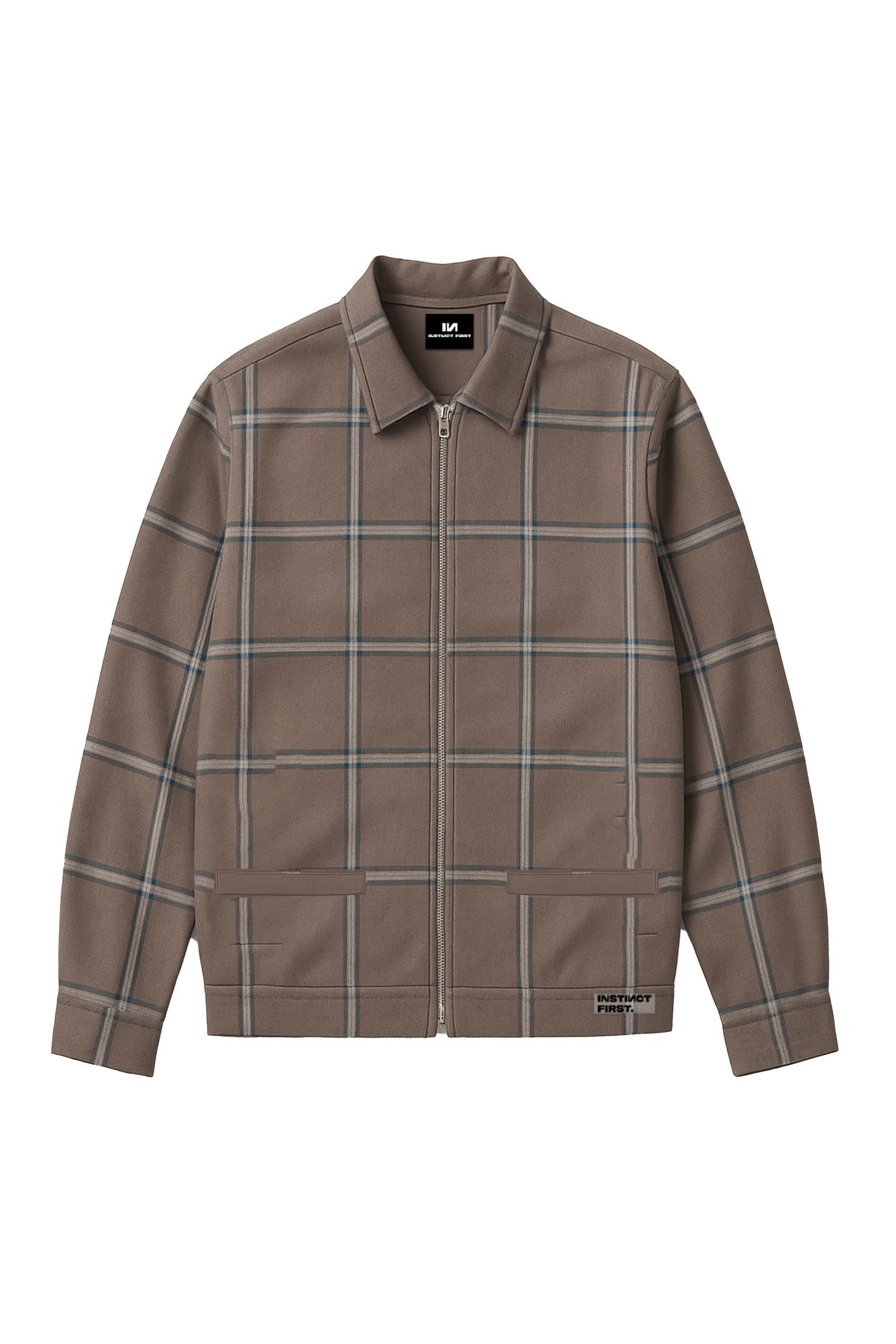 Checkered Shacket -Brown