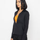 Stylera chic black blouse for women with long sleeves and collared neckline