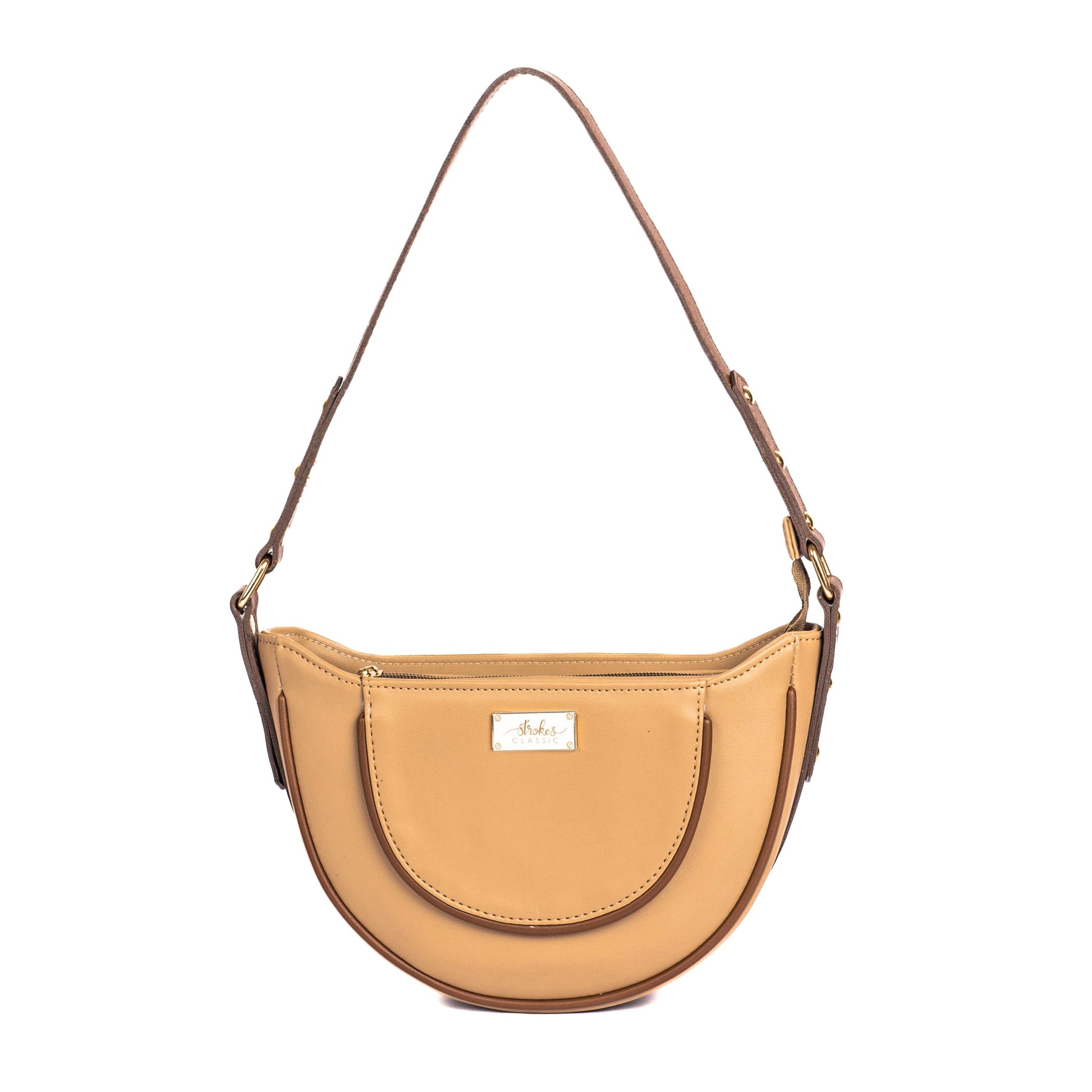 Cinnamon cocoa hobo bag by Stylera with a stylish curved design and adjustable strap
