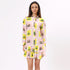 Stylera colorful casual day dress for women featuring a pink design with playful prints and ruffled hem